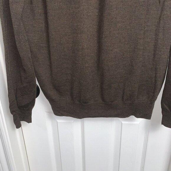J.Crew Mens Italian 100% Merino Wool Brown V Neck Pullover Sweater Size XL - Picture 6 of 8